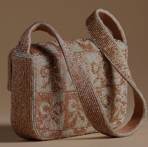 Maeve | Anthropologie The Fiona Beaded Bag | Metallic Bows - Picture 13 of 13